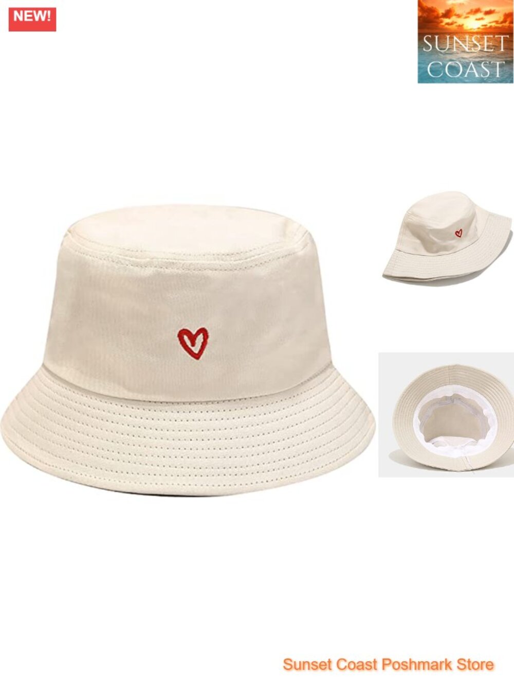 Cotton Embroidered Bucket Hat Foldable Lightweight Sun Protection Beach